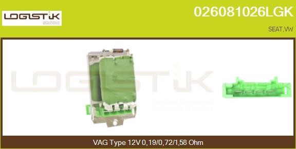 LGK 026081026LGK Resistor, interior blower 026081026LGK