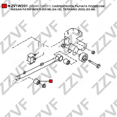 Silent block rear trailing arm ZZVF ZV1W201