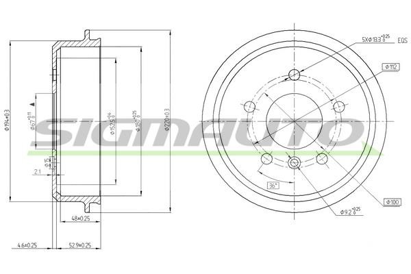 Sigmauto DR5433 Brake drum DR5433