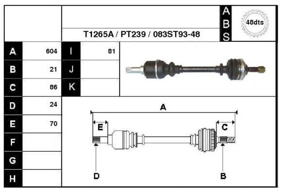 Technik'a 28083A Drive shaft 28083A