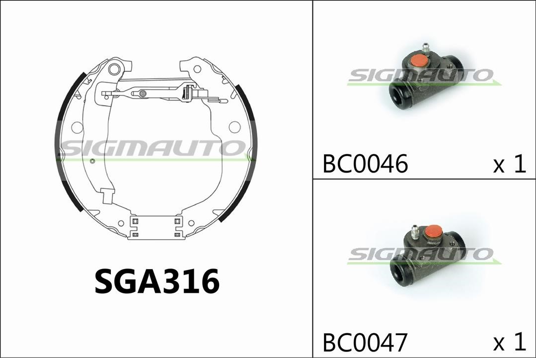 Sigmauto SGA316 Brake shoe set SGA316