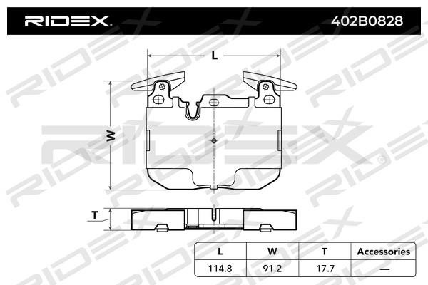 Ridex 402B0828 Brake Pad Set, disc brake 402B0828