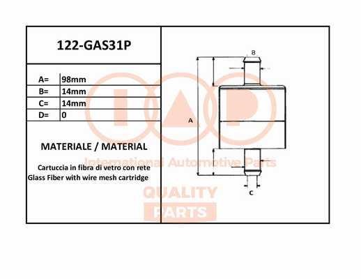 IAP 122-GAS31P Fuel filter 122GAS31P