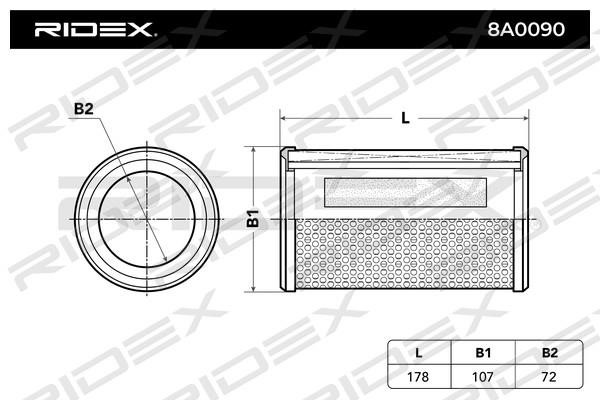 Ridex 8A0090 Air filter 8A0090