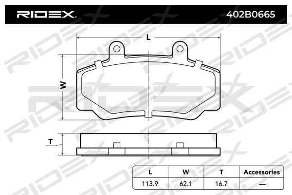 Ridex 402B0665 Brake Pad Set, disc brake 402B0665