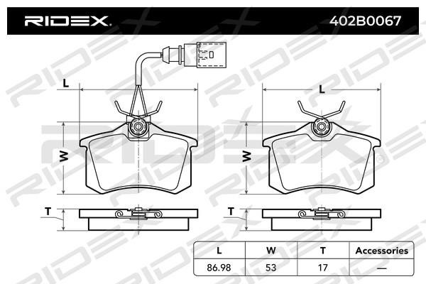 Ridex 402B0067 Brake Pad Set, disc brake 402B0067