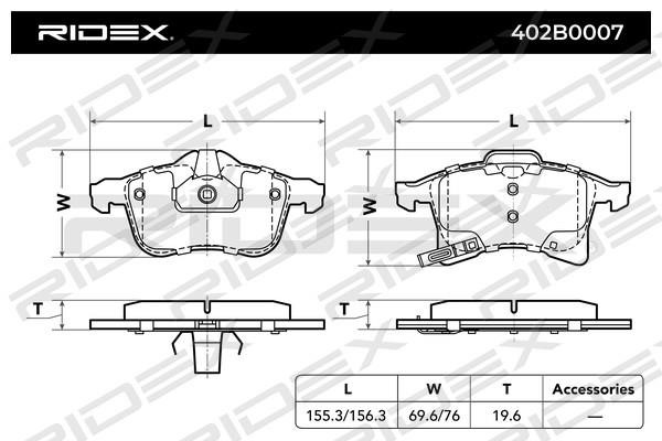 Brake Pad Set, disc brake Ridex 402B0007