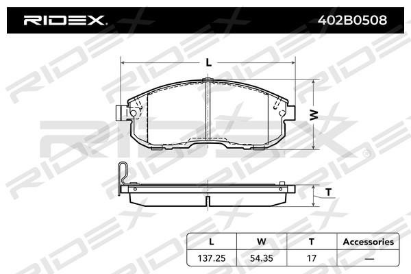 Ridex 402B0508 Brake Pad Set, disc brake 402B0508