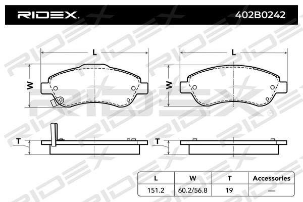 Brake Pad Set, disc brake Ridex 402B0242