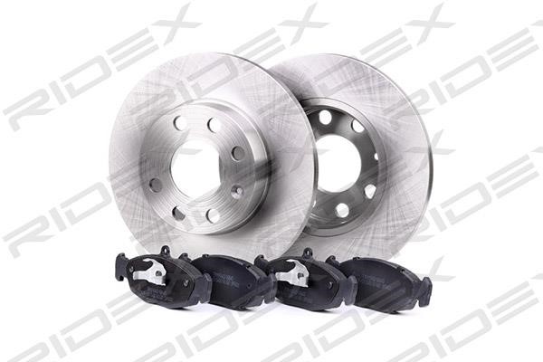 Brake discs with pads front non-ventilated, set Ridex 3405B0080
