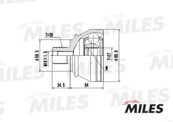 Joint kit, drive shaft Miles GA20040