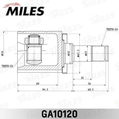 Joint kit, drive shaft Miles GA10120
