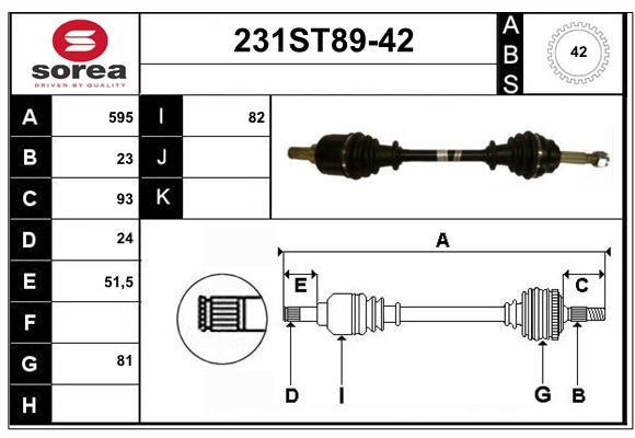 StartCar 231ST89-42 Drive shaft 231ST8942