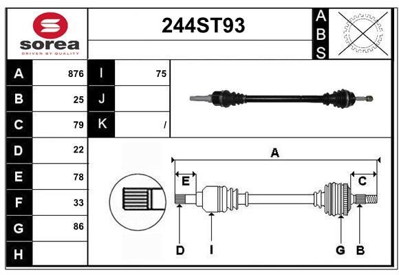 StartCar 244ST93 Drive shaft 244ST93