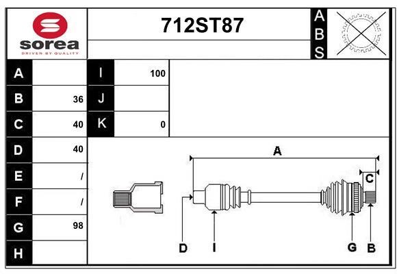 StartCar 712ST87 Drive shaft 712ST87