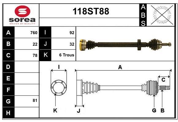 StartCar 118ST88 Drive shaft 118ST88