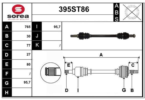 StartCar 395ST86 Drive shaft 395ST86