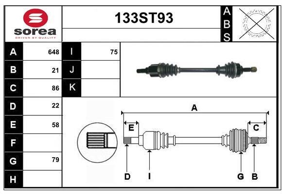 StartCar 133ST93 Drive shaft 133ST93