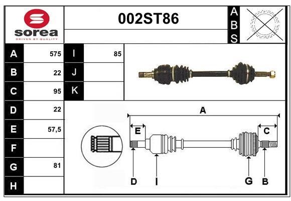 StartCar 002ST86 Drive shaft 002ST86