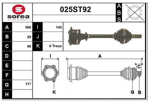 StartCar 025ST92 Drive shaft 025ST92