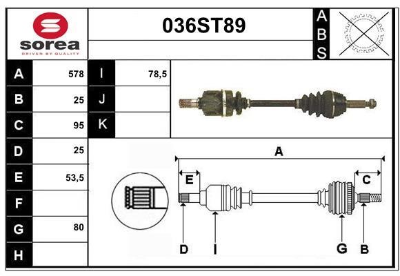 StartCar 036ST89 Drive shaft 036ST89