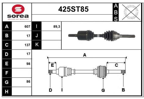 StartCar 425ST85 Drive shaft 425ST85