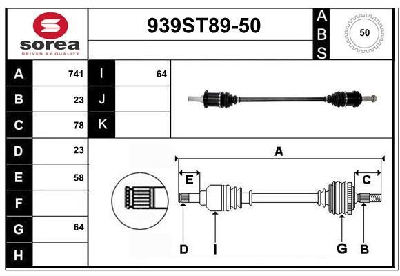 StartCar 939ST89-50 Drive shaft 939ST8950