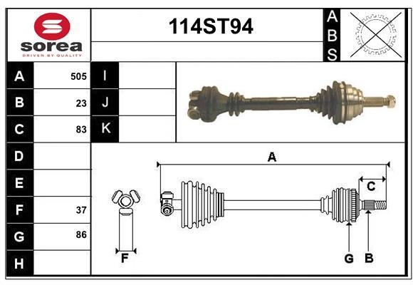 StartCar 114ST94 Drive shaft 114ST94