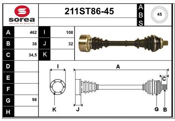 StartCar 211ST86-45 Drive shaft 211ST8645