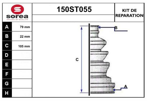 StartCar 150ST055 Bellow set, drive shaft 150ST055