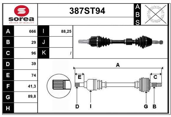 StartCar 387ST94 Drive shaft 387ST94