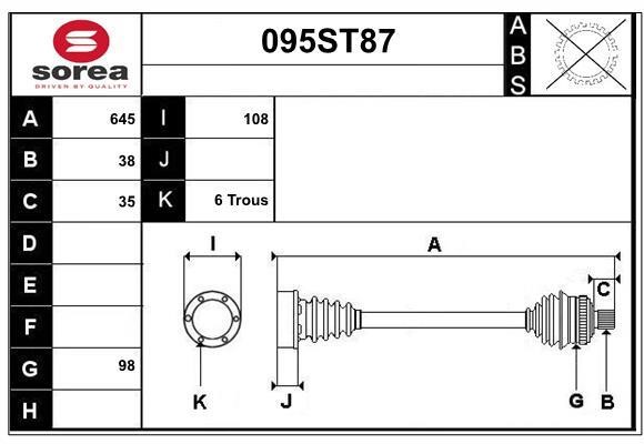 StartCar 095ST87 Drive shaft 095ST87