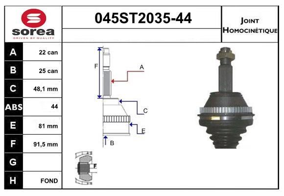 StartCar 045ST2035-44 Joint kit, drive shaft 045ST203544