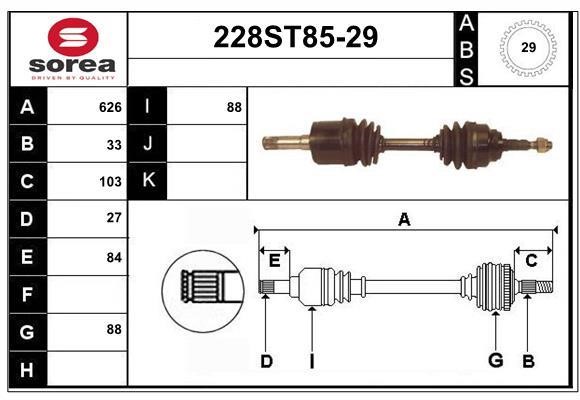 StartCar 228ST85-29 Drive shaft 228ST8529