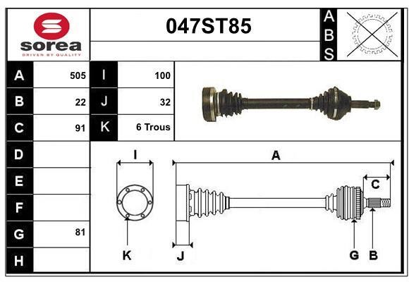 StartCar 047ST85 Drive shaft 047ST85