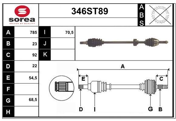 StartCar 346ST89 Drive shaft 346ST89