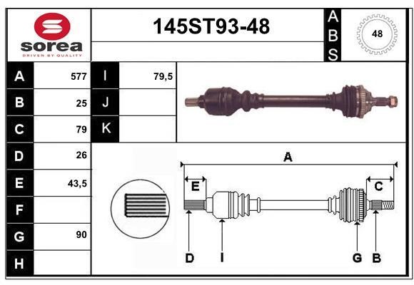 StartCar 145ST93-48 Drive shaft 145ST9348