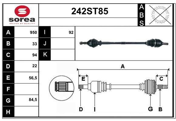 StartCar 242ST85 Drive shaft 242ST85