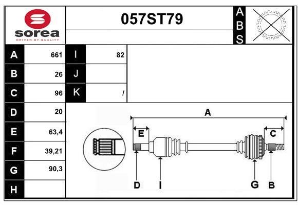 StartCar 057ST79 Drive shaft 057ST79