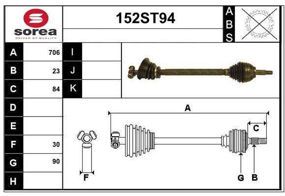 StartCar 152ST94 Drive shaft 152ST94