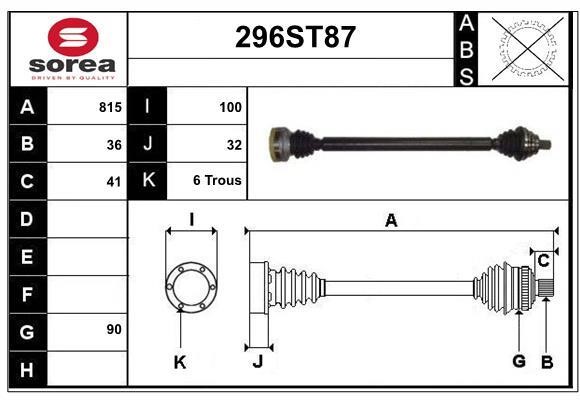 StartCar 296ST87 Drive shaft 296ST87