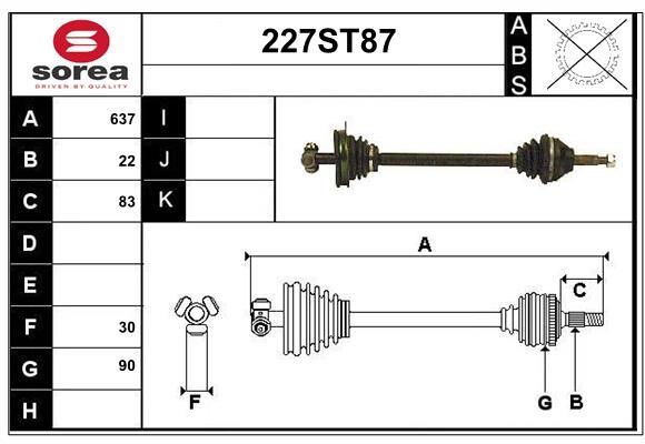 StartCar 227ST87 Drive shaft 227ST87