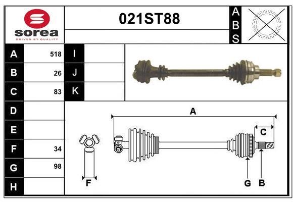 StartCar 021ST88 Drive shaft 021ST88