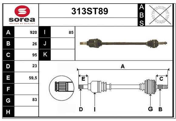 StartCar 313ST89 Drive shaft 313ST89