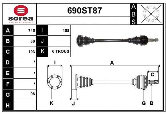 StartCar 690ST87 Drive shaft 690ST87