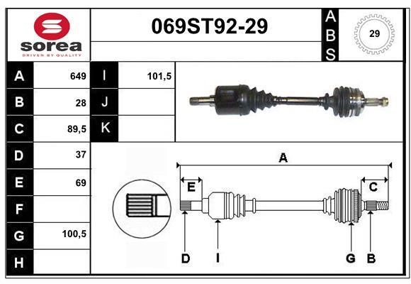 StartCar 069ST92-29 Drive shaft 069ST9229