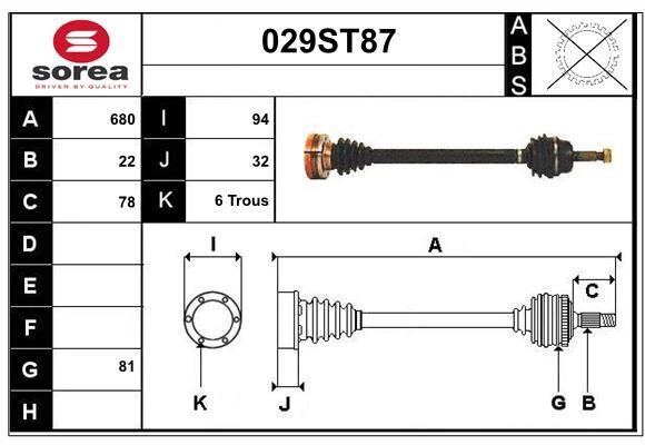 StartCar 029ST87 Drive shaft 029ST87