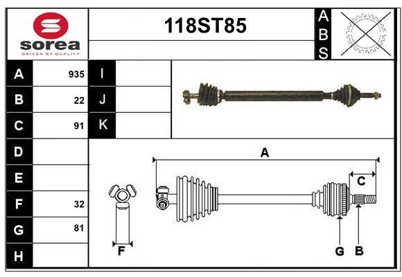 StartCar 118ST85 Drive shaft 118ST85