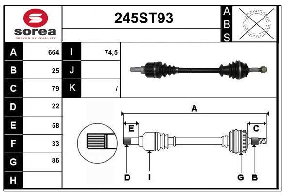 StartCar 245ST93 Drive shaft 245ST93