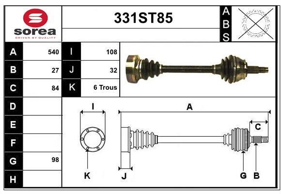 StartCar 331ST85 Drive shaft 331ST85